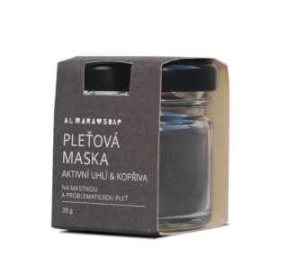Almara Soap -pleťová maska AKTIVNÍ UHLÍ & KOPŘIVA (Clean Face black) 20 g 